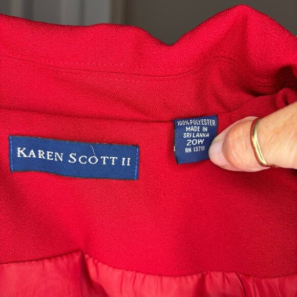 KAREN SCOTT NEW Blazer Womens 20W Red Plus Lined Collared Professional - Picture 2 of 6